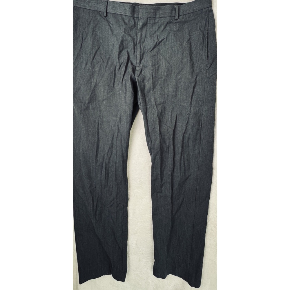 Calvin Klein Mens Black Flat Front Straight Leg Dress Pants Slacks 38x32
